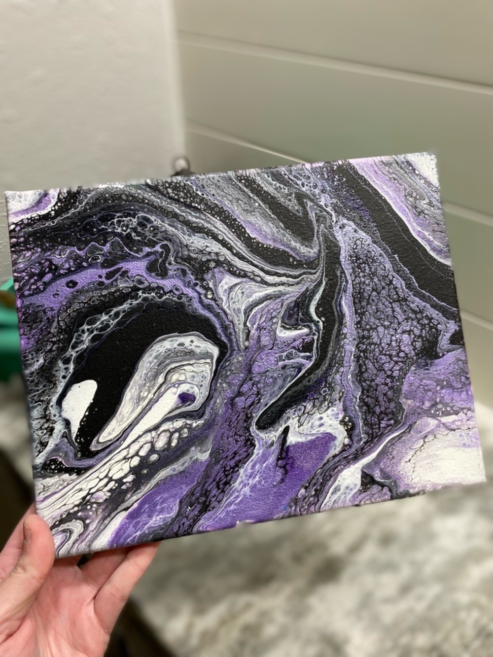 Abstract Purple and Black Canvas Art